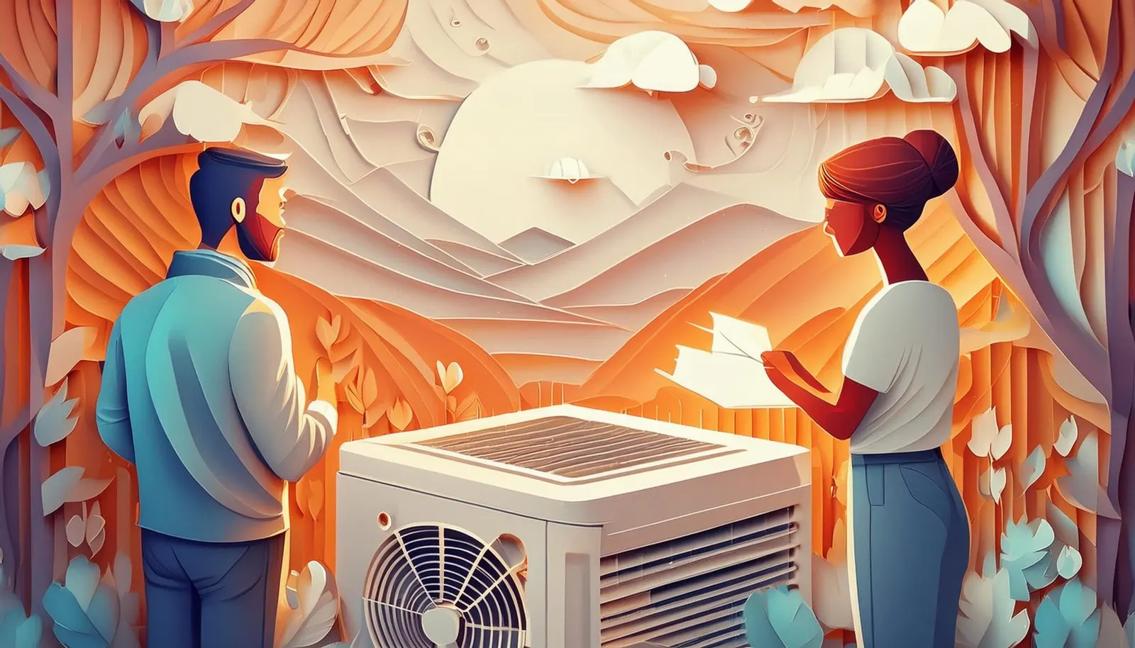 Couple understanding how their AC system works and when it is time for an ac repair in arlington tx