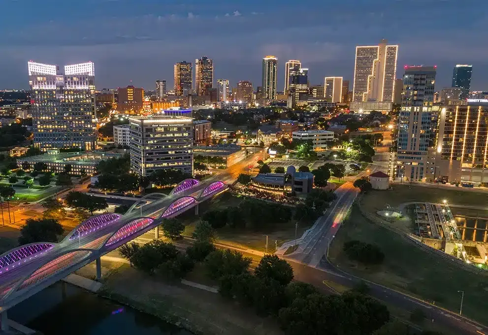 AC and heating repair aerial shot of Fort Worth