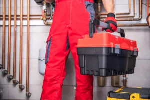 Navigating DIY AC Repair: When to Roll Up Your Sleeves and When to Call in the Professionals - HVAC technician carrying a toolbox.