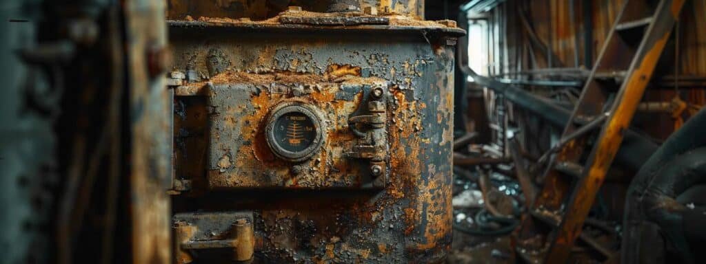 a close-up photo of a dusty furnace with visible signs of wear and tear, exemplifying common furnace problems.